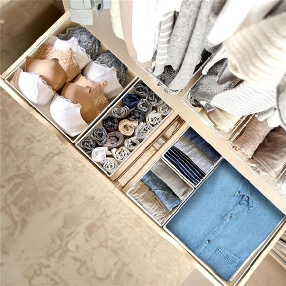 Foldable Drawer Organizer Set 12 Fabric Storage Bins Closet Dresser Home Storage - Picture 2 of 8